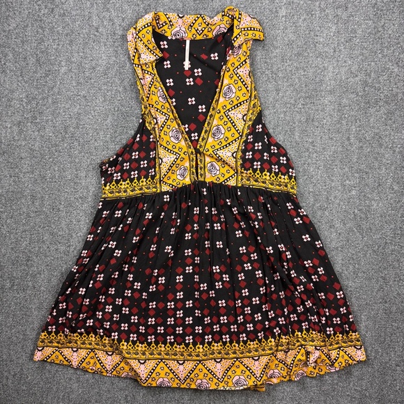 Free People Charlotte Sleeveless Printed Long Top Fall Colors Women's Large Boho - Picture 2 of 11